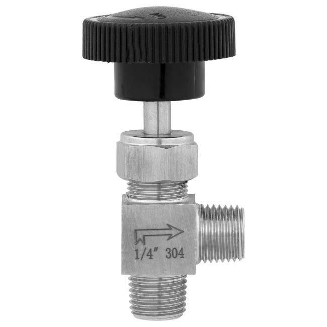 Кран игольчатый угловой НР-НР 1/4" нерж. Кран игольчатый угловой НР-НР 1/4" нерж.