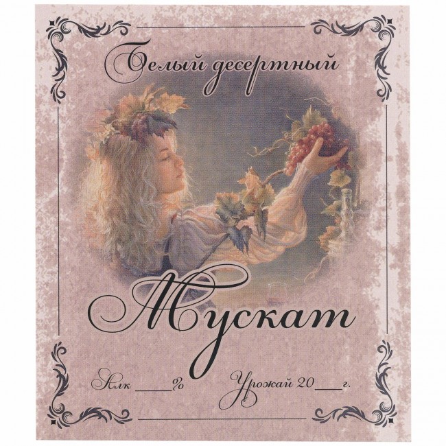Этикетка самоклеящаяся "Вино Мускат белый десертный" 95*110 мм Этикетка самоклеящаяся "Вино Мускат белый десертный" 95*110 мм