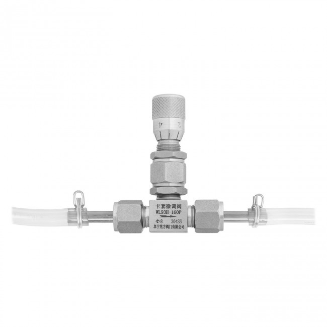 Кран игольчатый тонкой настройки под трубку 8 мм. нерж. Кран игольчатый тонкой настройки под трубку 8 мм. нерж.