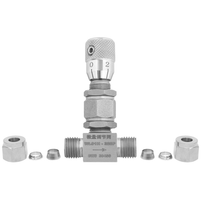 Кран игольчатый тонкой настройки под трубку 8 мм. нерж.