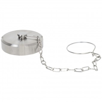 Гайка глухая DN 40 AISI 304 с прокладкой и цепочкой Гайка глухая DN 40 AISI 304 с прокладкой и цепочкой