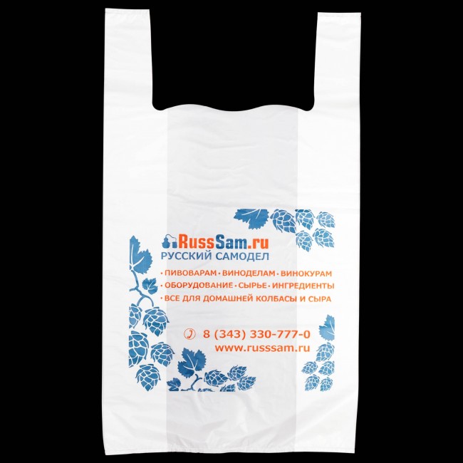 Пакет майка ПНД 34+17*57 мкм. 30 RussSam