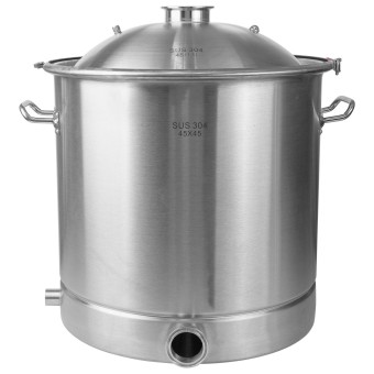 Куб 71 л с зиговкой, штуцер Clamp 3,0", тройное дно 45*45 с купол.крышкой Куб 71 л с зиговкой, штуцер Clamp 3,0", тройное дно 45*45 с купол.крышкой