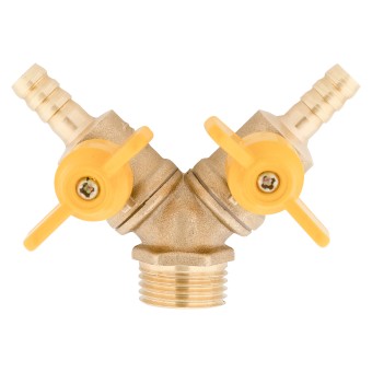 Тройник ёлочка 8-НР 1/2-8 латунь с кранами Тройник ёлочка 8-НР 1/2-8 латунь с кранами