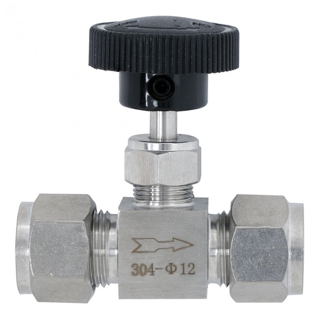 Кран игольчатый под трубку 12 мм. нерж.