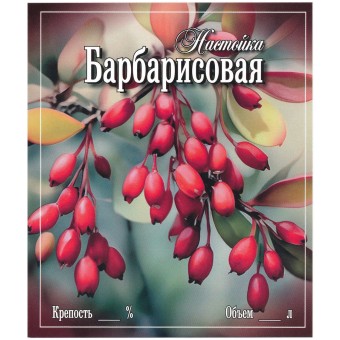 Этикетка самоклеящаяся "Настойка Барбарисовая" 85*100 мм Этикетка самоклеящаяся "Настойка Барбарисовая" 85*100 мм