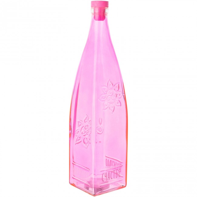 Бутылка декоративная с пробкой "Счастье" светло розовая 1 л Бутылка декоративная с пробкой "Счастье" светло розовая 1 л