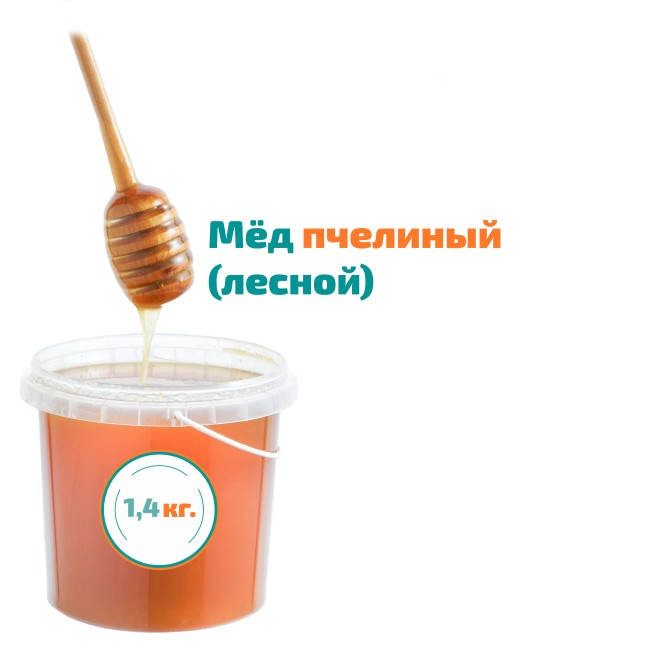 Мед пчелиный "Лесной" 1,4 кг. Мед пчелиный "Лесной" 1,4 кг.