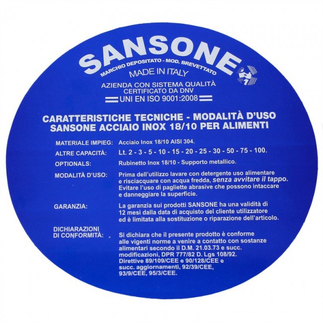 Традиционная бочка с краном 10 л нерж. 