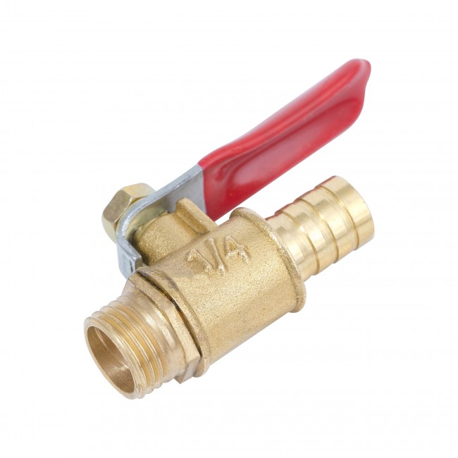 Кран шаровый НР 1/4" штуцер ёлочка 10 мм латунь Кран шаровый НР 1/4" штуцер ёлочка 10 мм латунь