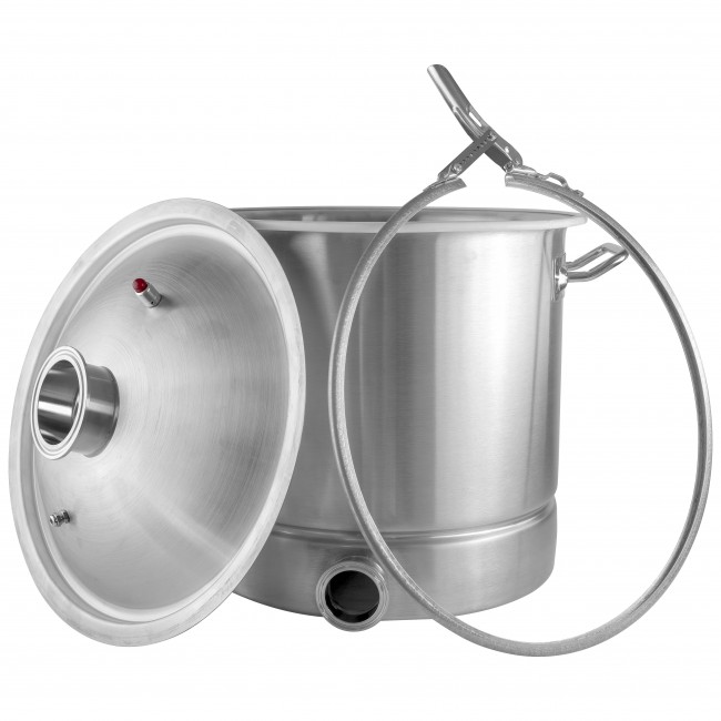 Куб 50 л с зиговкой, отвод ВР 3/4, штуцер Clamp 2,0", тройное дно 40*40 с купол.крышкой 