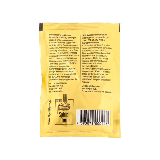 Дрожжи спиртовые "SPIRIT FERM AROMATIC WINE COMPLEX" 40 гр. Дрожжи спиртовые "SPIRIT FERM AROMATIC WINE COMPLEX" 40 гр.