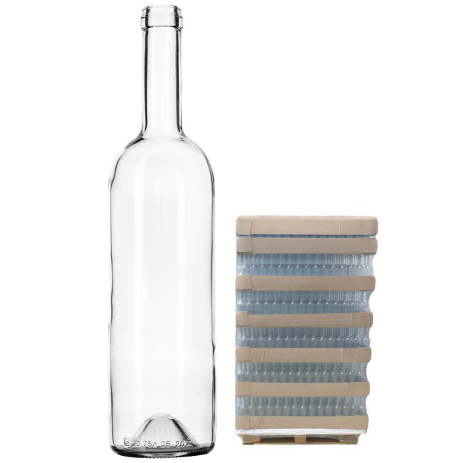 Бутылка "Бордо" бесцветная 0,75 л. паллет 1260 шт. Бутылка "Бордо" бесцветная 0,75 л. паллет 1260 шт.